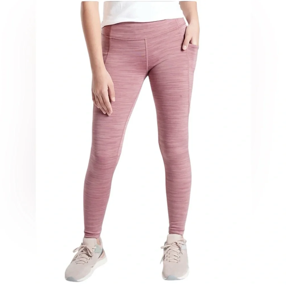 Athleta Girl's Stash Your Treasures Spacedye Tight Leggings Mauve Size XL 14